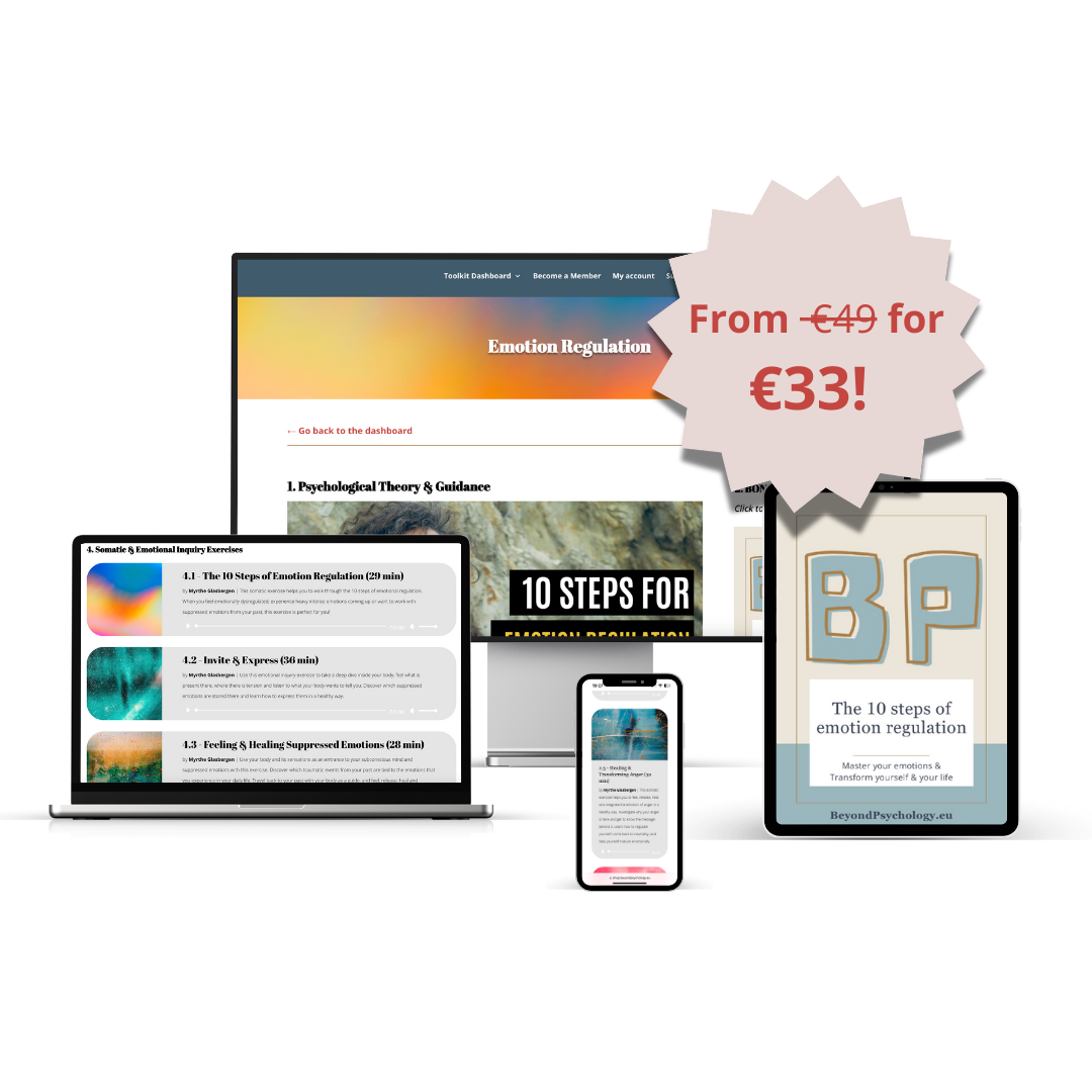 10 Steps of Emotion Regulation with your psychologist in your pocket in our emotion regulation toolkit. Guided somatic audio to process intense emotions and heal past suppression. Learn How To Master Your Emotions With Our Exclusive Trauma-Informed, Somatic Tools For Emotion Regulation, Healing & Transformation.