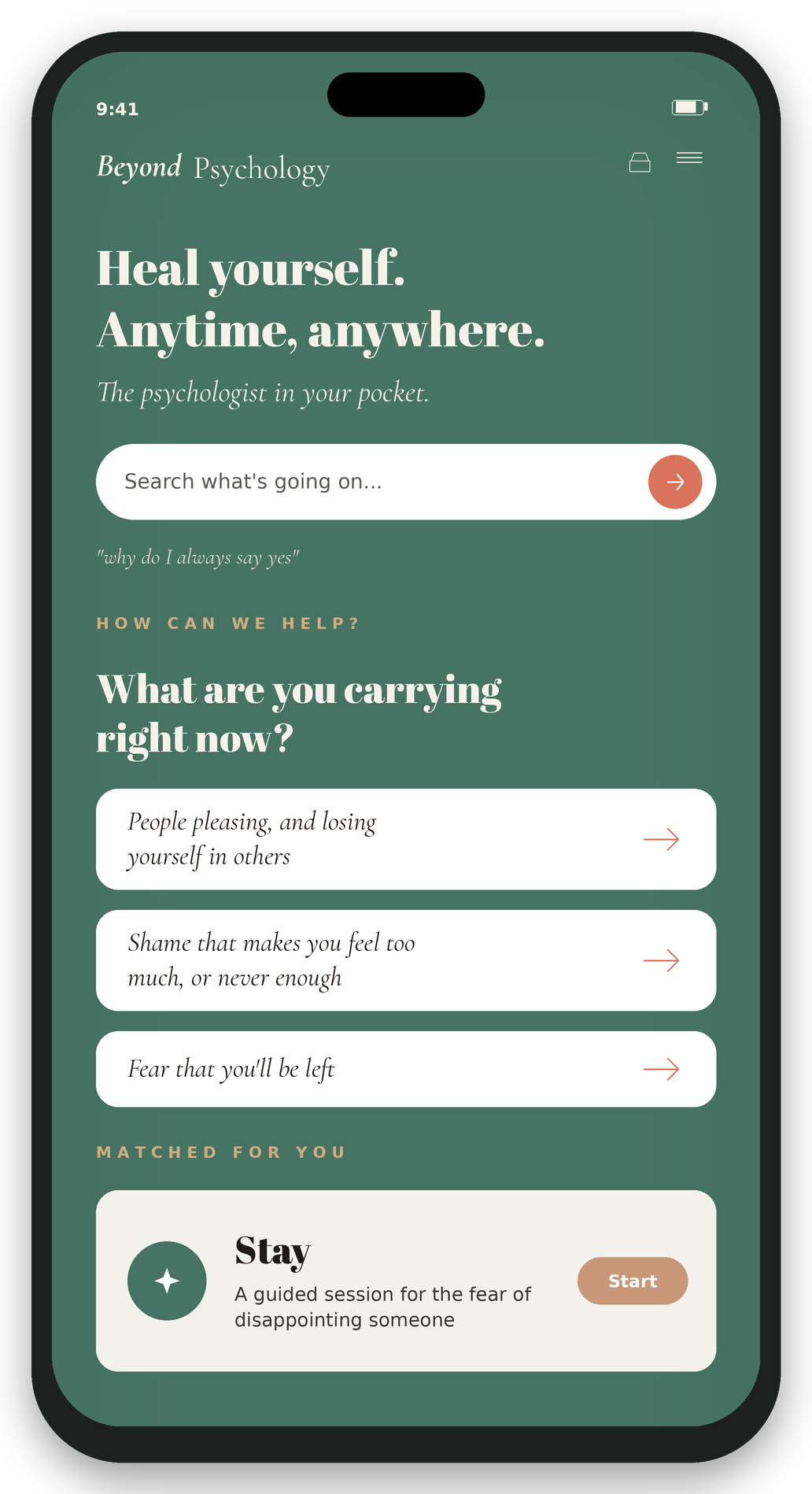 No waitlist, no appointment. Describe what you're feeling and get real psychological support immediately. Cancel anytime, from €9,99/month.